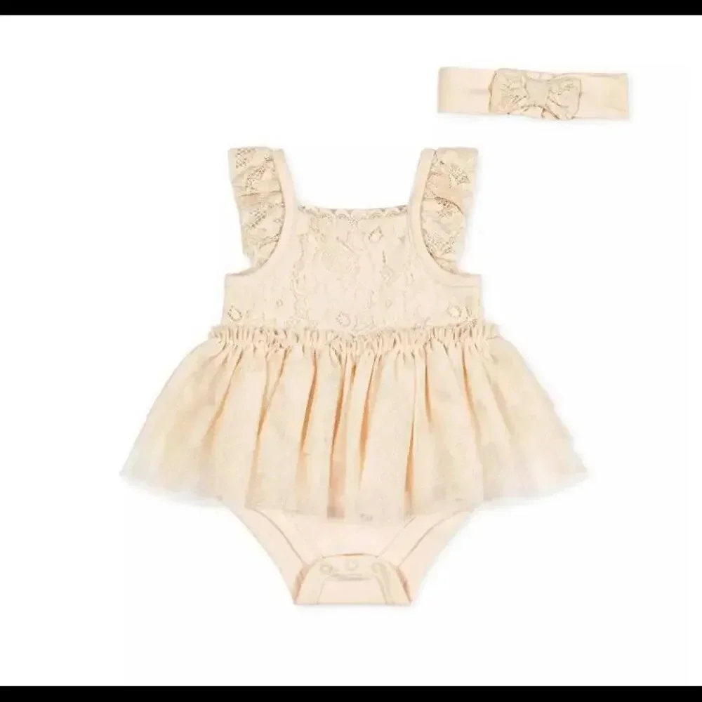 Baby Girl Little Lass Tutu Ballerina Dress Sandollar Beige Size 18M